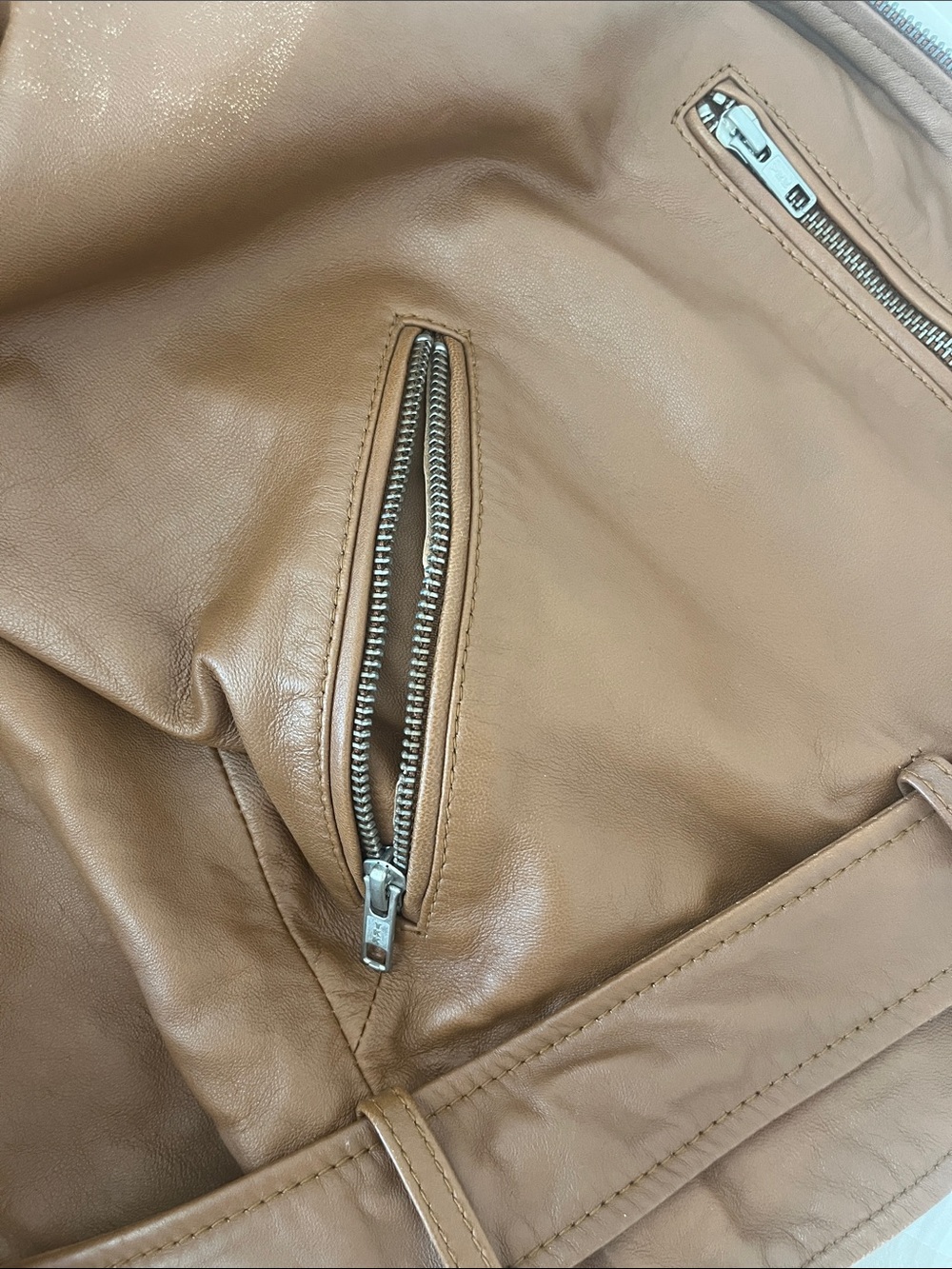 Quince Tan Leather Moto Jacket with Belt - Picture 10 of 12